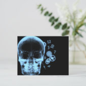 X-Ray-Skull & Clock-Parts - Blau Postkarte (Stehend Vorderseite)