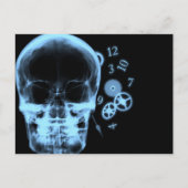 X-Ray-Skull & Clock-Parts - Blau Postkarte (Vorderseite)