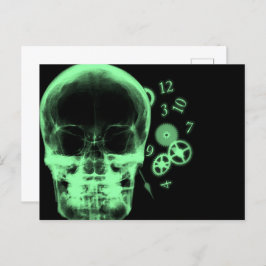 X-Ray-Skull- und Uhrenteile - grün Postkarte