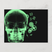 X-Ray-Skull- und Uhrenteile - grün Postkarte (Vorderseite)