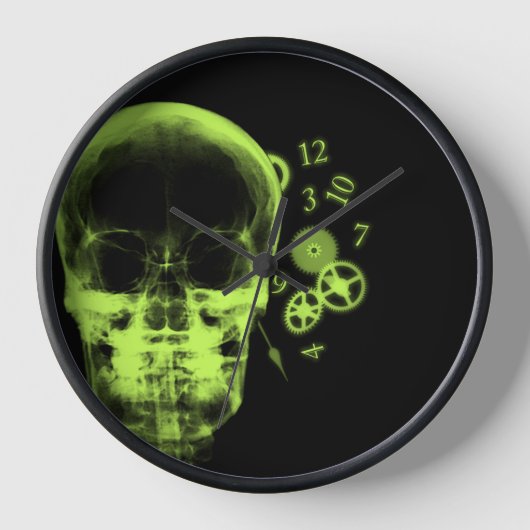X-Ray-Skull- und Uhrenteile - Limettengrün Uhr (Vorderseite)