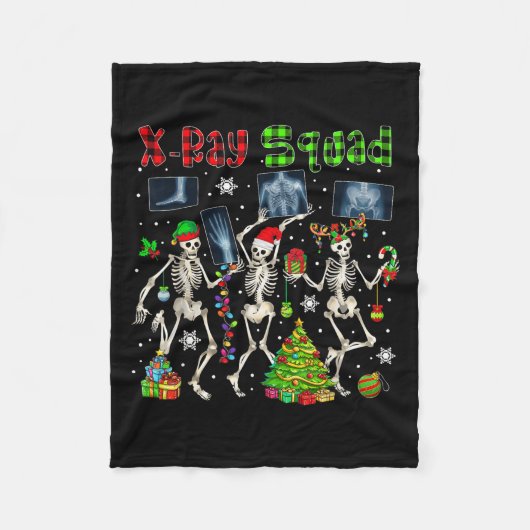X-ray Squad Xmas Three Santa Reindeer Elf X-ray Sk Fleecedecke (Vorderseite)