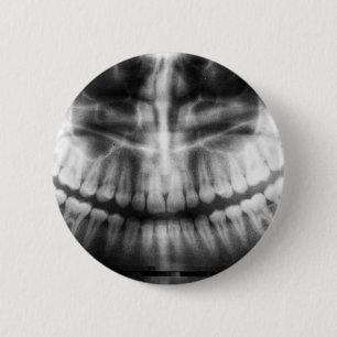 X-Ray Teeth Mouth Smile Schwarz-Weiß Button