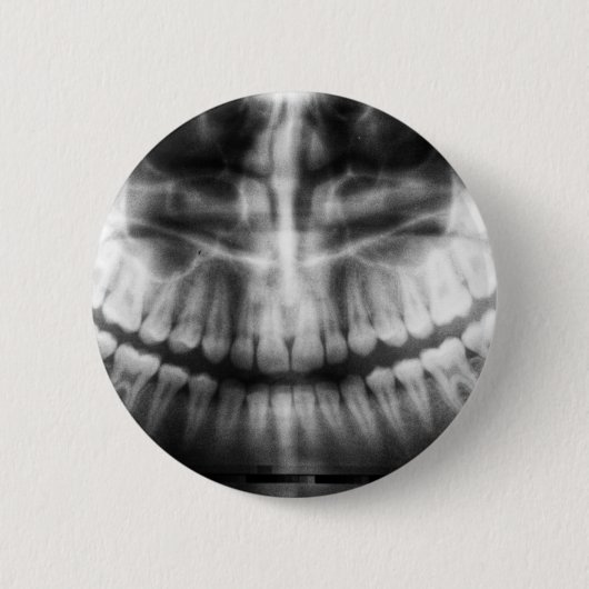 X-Ray Teeth Mouth Smile Schwarz-Weiß Button (Vorderseite)