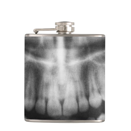 X-Ray Teeth Mouth Smile Schwarz-Weiß Flachmann (Vorderseite)