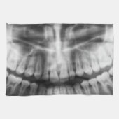 X-Ray Teeth Mouth Smile Schwarz-Weiß Geschirrtuch (Horizontal)