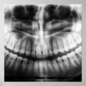X-Ray Teeth Mouth Smile Schwarz-Weiß Poster (Vorne)