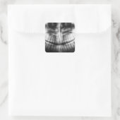 X-Ray Teeth Mouth Smile Schwarz-Weiß Quadratischer Aufkleber (Tasche)