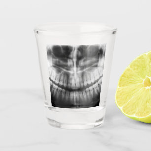X-Ray Teeth Mouth Smile Schwarz-Weiß Schnapsglas