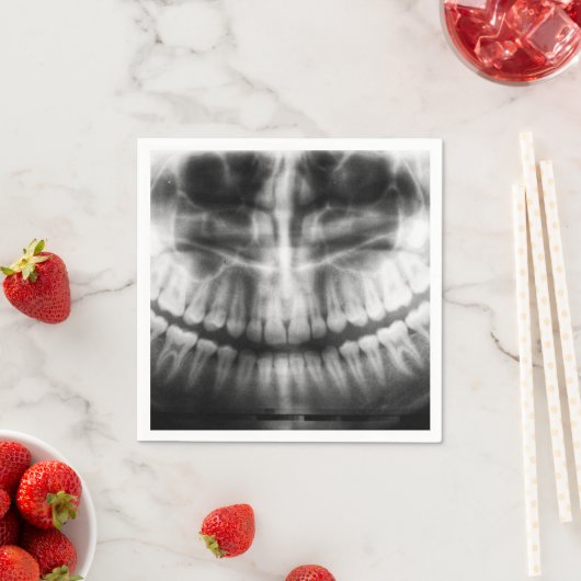 X-Ray Teeth Mouth Smile Schwarz-Weiß Serviette (Beispiel)