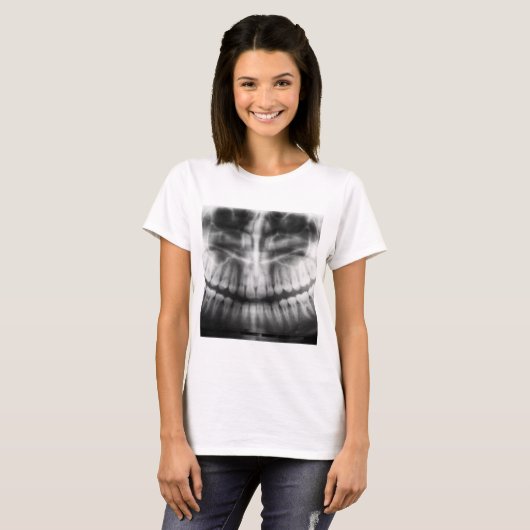 X-Ray Teeth Mouth Smile Schwarz-Weiß T-Shirt (Vorne ganz)