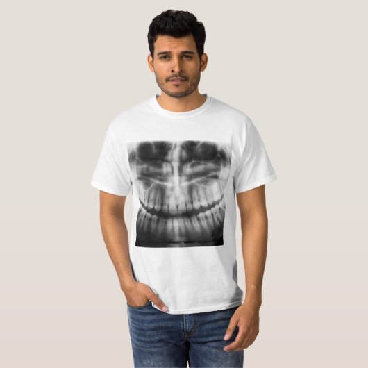 X-Ray Teeth Mouth Smile Schwarz-Weiß T-Shirt (Vorne ganz)
