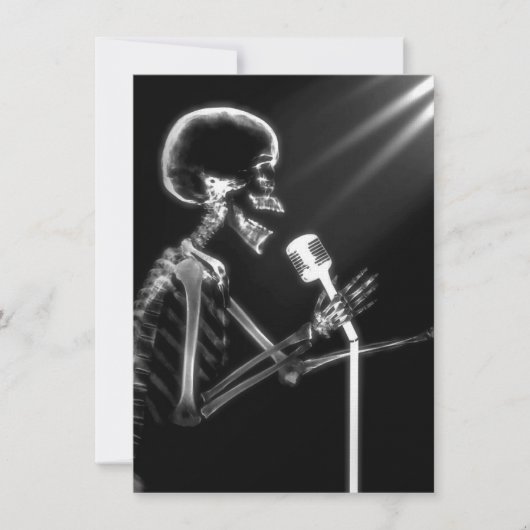 X-RAY VISION SKELETON SINGT AUF RETRO MIC - B&W EINLADUNG (Vorderseite)