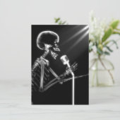 X-RAY VISION SKELETON SINGT AUF RETRO MIC - B&W EINLADUNG (Stehend Vorderseite)
