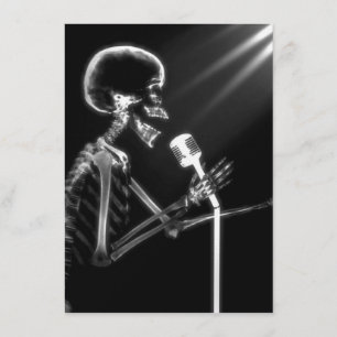 X-RAY VISION SKELETON SINGT AUF RETRO MIC - B&W EINLADUNG