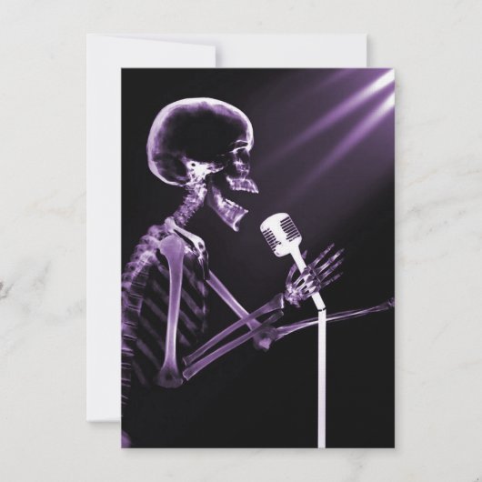 X-RAY VISION SKELETON SINGT AUF RETRO MIC LILA EINLADUNG (Vorderseite)