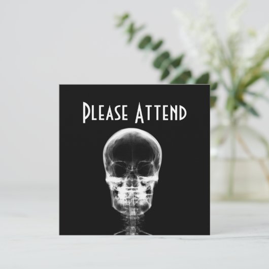 X-RAY VISION SKELETON SKULL - B&W EINLADUNG (Stehend Vorderseite)