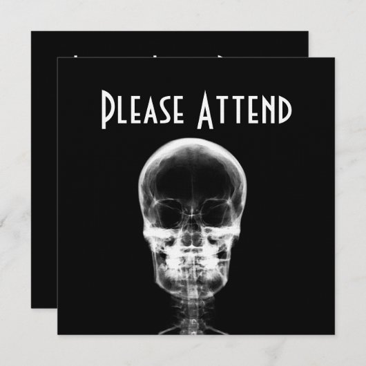 X-RAY VISION SKELETON SKULL - B&W EINLADUNG (Vorne/Hinten)