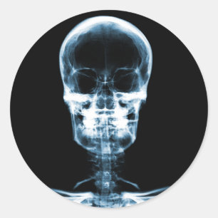 X-RAY VISION SKELETON SKULL - BLAU RUNDER AUFKLEBER