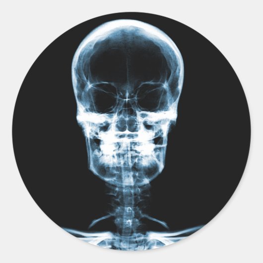 X-RAY VISION SKELETON SKULL - BLAU RUNDER AUFKLEBER (Vorderseite)