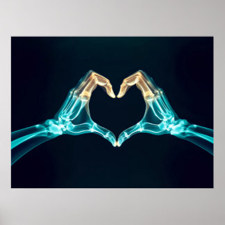 X-Ray von zwei Händen in Herzform - anatomisch in Poster