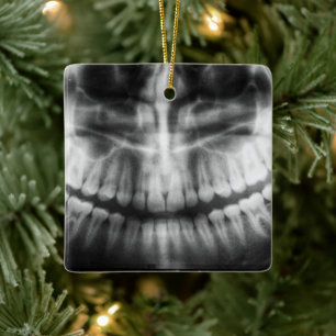 X-Ray Zähne Mouth Smile Schwarz und Weiß Keramikornament