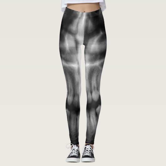 X-Ray Zähne Mouth Smile Schwarz und Weiß Leggings (Vorderseite)