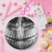 X-Ray Zähne Mouth Smile Schwarz und Weiß Pappteller (Party)