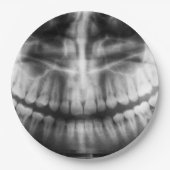X-Ray Zähne Mouth Smile Schwarz und Weiß Pappteller (Vorderseite)