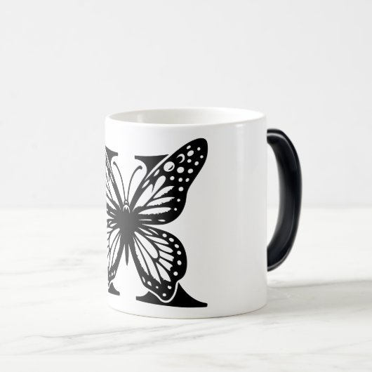 X Schwarzer Butterfly Verwandlungstasse (VorderseiteRechts)