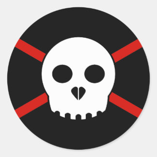 X-Skull-Aufkleber weiß und rot Runder Aufkleber