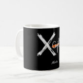 X Tab | Cooler Schwarz-Weiß-Individuelle Name Kaffeetasse (Vorderseite Links)