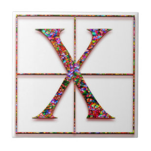 X Trajanus Red Custom Monogram Tile Fliese