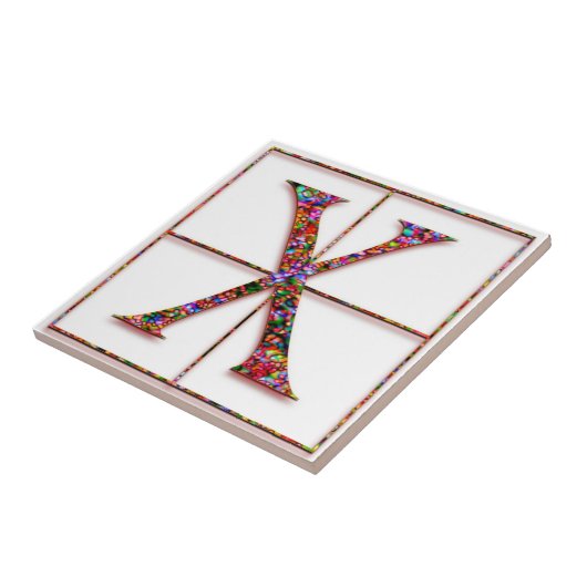 X Trajanus Red Custom Monogram Tile Fliese (Seite)