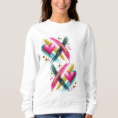 X und Herzen lebhaft rosa Sweatshirt (Vorderseite)