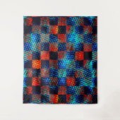 Xadrez azul, laranja, Fake sujo com manchas. Wandteppich (Vorderseite)