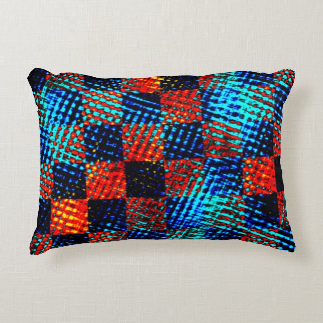 Xadrez azul, laranja, Fake sujo ou manchado. Dekokissen (Vorderseite)