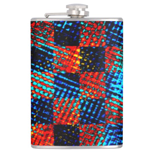 Xadrez azul, laranja, Fake sujo ou manchado. Flachmann (Vorderseite)