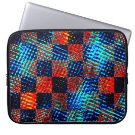 Xadrez azul, laranja, Fake sujo ou manchado. Laptopschutzhülle