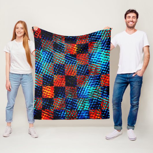 Xadrez azul, laranja quase vermelho, Fake sujo Fleecedecke (Beispiel)