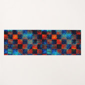 Xadrez laranja, azul, Fake sujo com manchas. Yogamatte (Vorderseite (Horizontal))