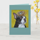 Xan die Boston Terrier Card Karte (Gelbe Blume)