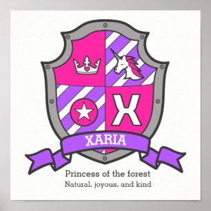 Xaria Name bedeutet heraldry Wappen unicorone post Poster