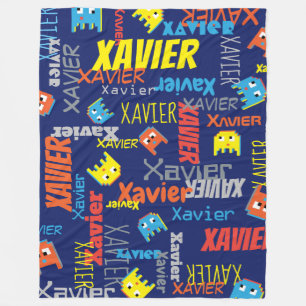 Xavier individuelle Name-Pixelgrafikmonster Fleecedecke