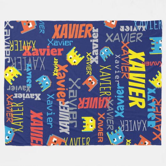 Xavier individuelle Name-Pixelgrafikmonster Fleecedecke (Vorderseite (Horizontal))