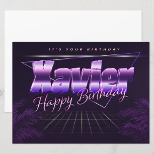 Xavier Name Vorname lila retro Karte Geburtstag