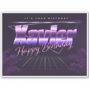 Xavier Name Vorname lila retro Sticker Geburtstag