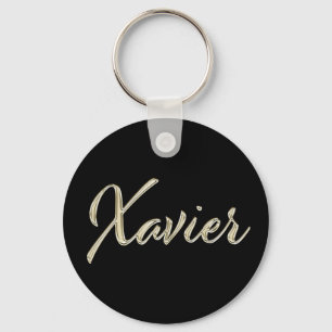 Xavier Name Weißgold Button Schlüsselanhänger