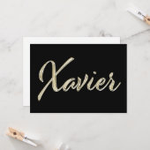 Xavier Name white gold Handwriting Karte (Vorderseite/Rückseite Beispiel)