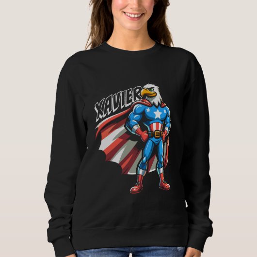 Xavier USA Eagle Patriotic Superhero für Boys Name Sweatshirt (Vorderseite)